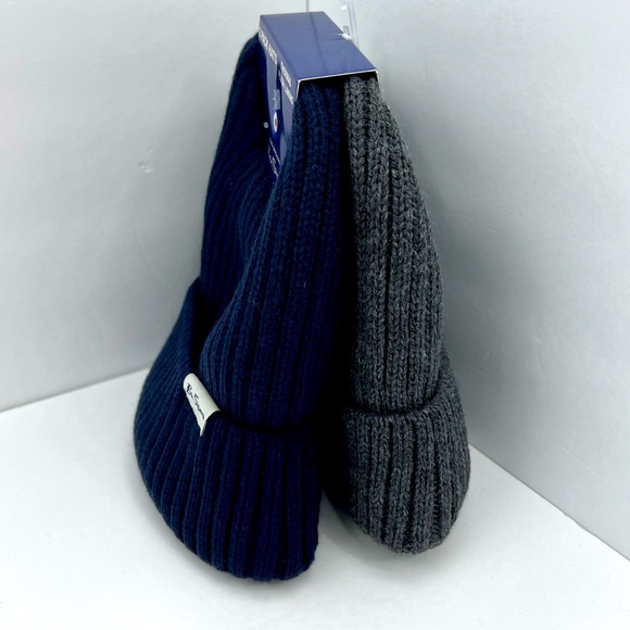 BEN SHERMAN, 2 PACK BEANIE SET, THERMAL PLUSH LINING UNISEX, ONE SIZE,GREY, NAVY - Picture 4 of 15